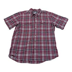 Carhartt Relaxed Fit Shirt Men Size XL Red Plaid Pockets Button Up Short Sleeve